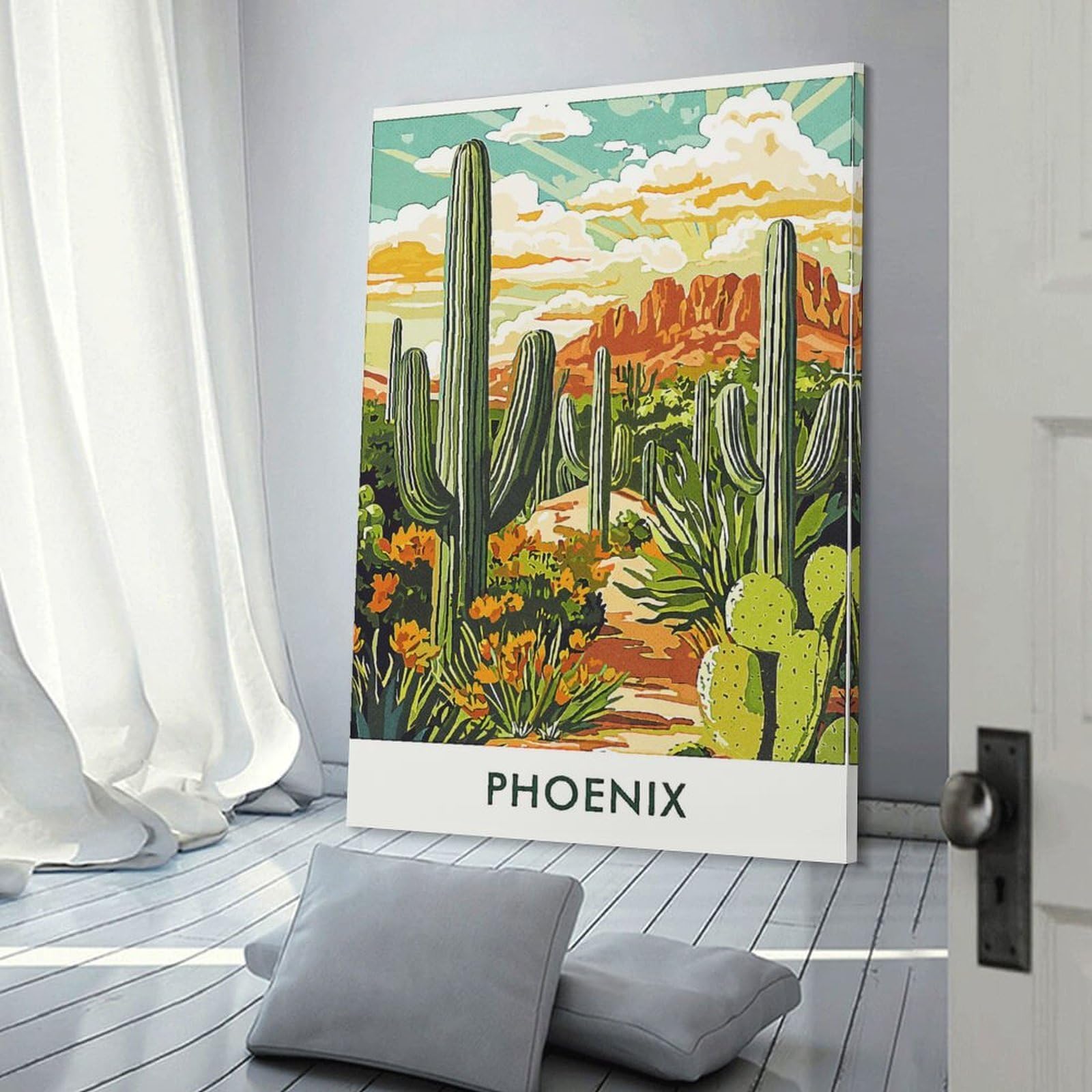 Junmoney Phoenix Desert Landscape Home Decor Wall Art, 20x30inch(50x75cm), for Bedroom, Lounge Or Dressing Area, Canvas Wall Decor for Personal Spaces