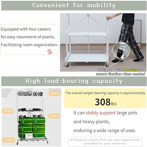 Miniatura 5 de lumizone Soporte para plantas plegable de 4 niveles para interior y exterior, estante para plantas colgante, sin necesidad de montaje, área de