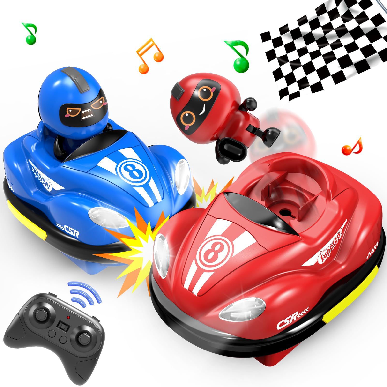 RC Cars Toys for Ages 2-4 Toddlers,Remote Control Cars Set of 2 with LED Lights & Sound,Remote Control Bumper Cars Toys for Ages 5-7 Kid,RC Cars Birthday Gift for 3 4 5 6 7 8 Year Old Boys Girls