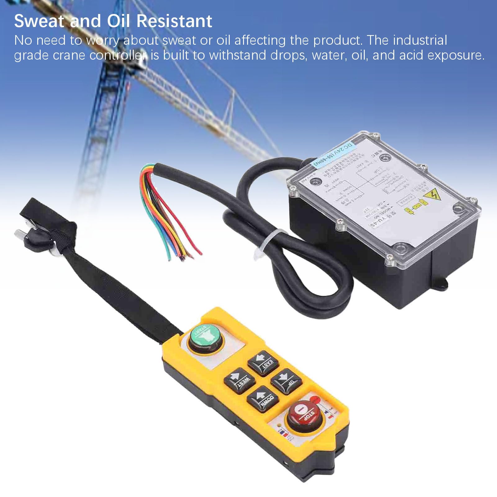 DC24V Control Remoto Industrial con Cerradura Diseño inalámbrico a Prueba de Agua con manijas Dobles para grúas transportadoras Maquinaria CNC y más