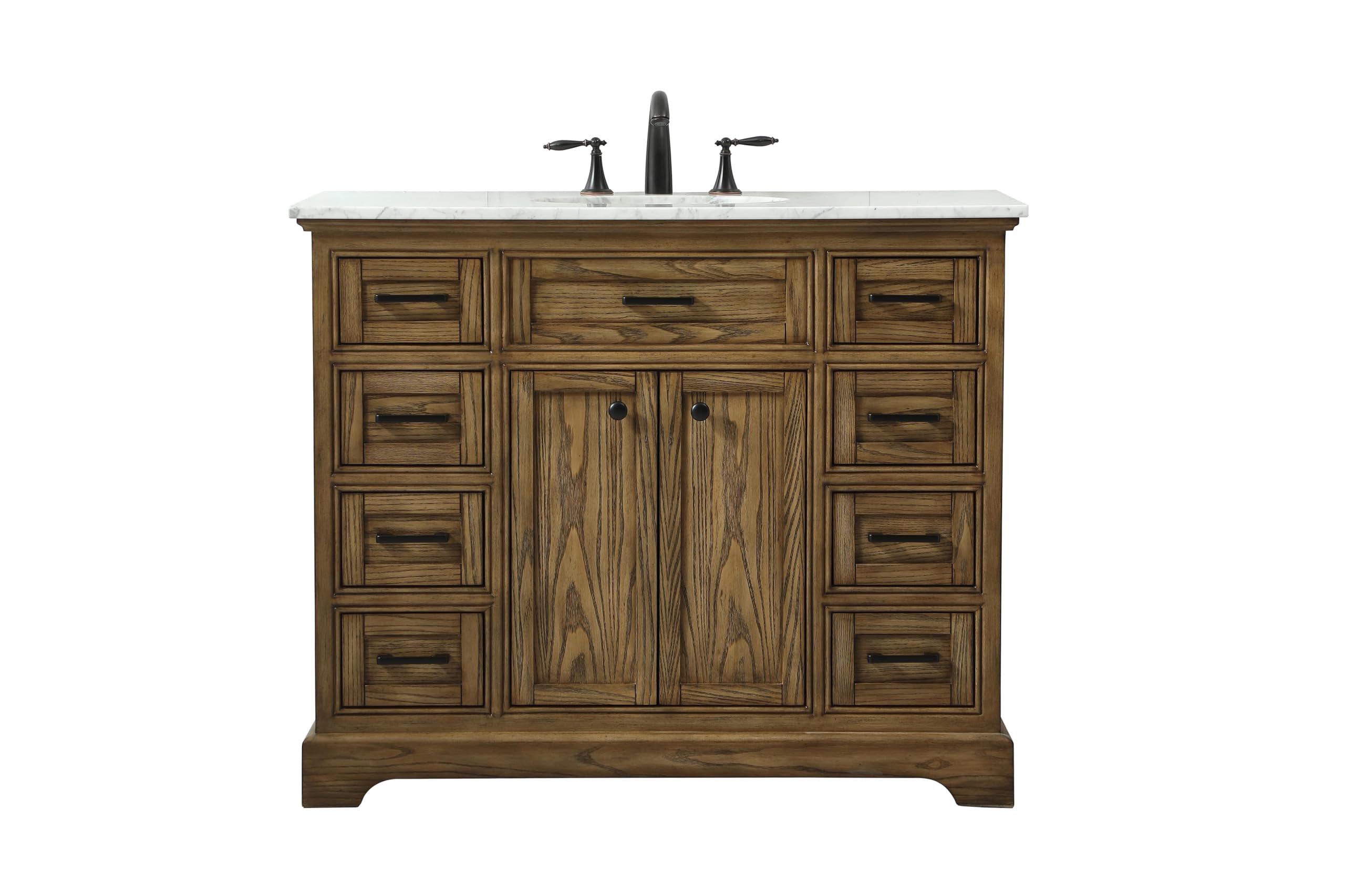 ARS Concepts 42 Double Bathroom Vanity, with Carrara White Marble Top Soft-Close, Driftwood