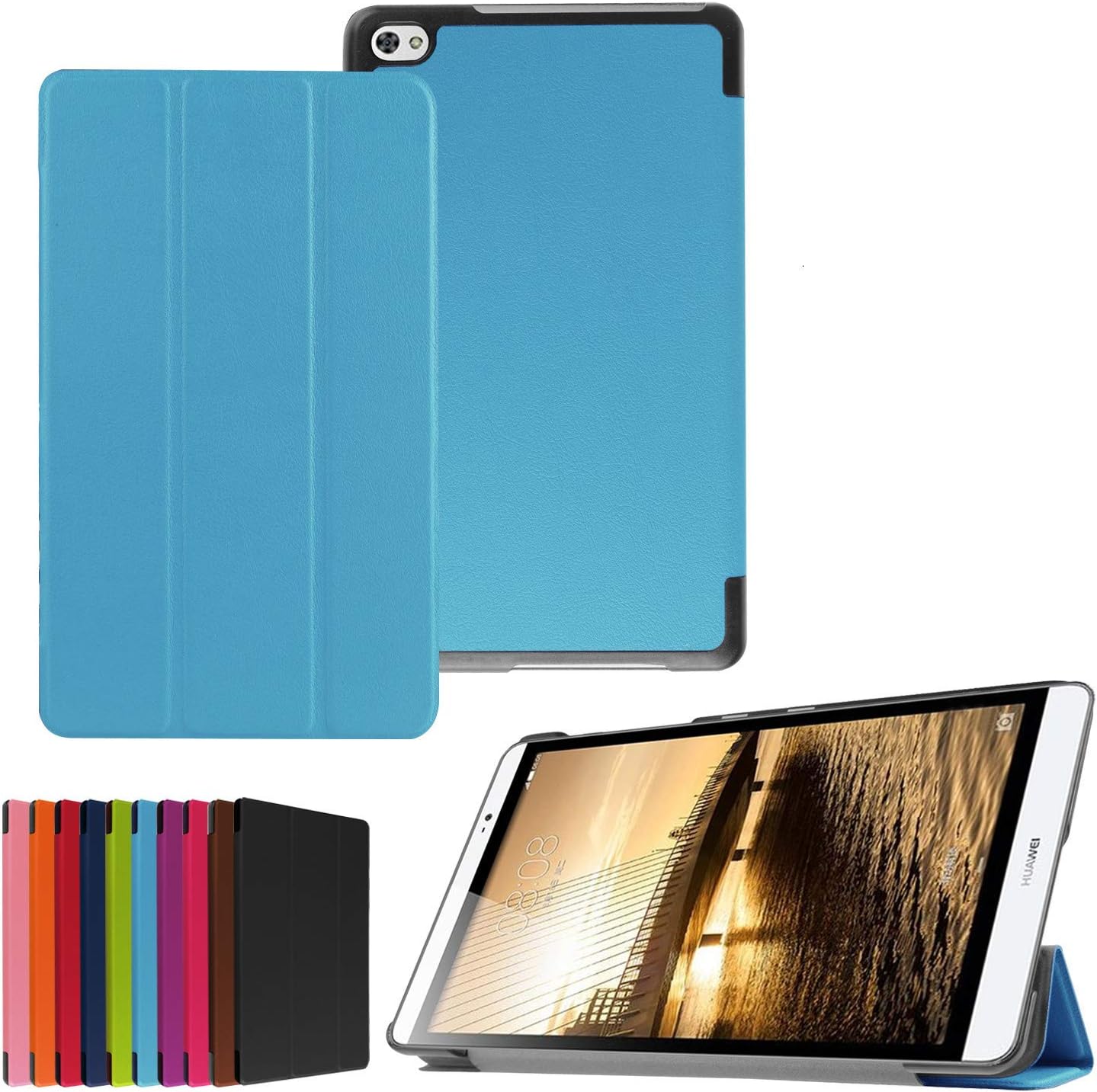 Compatible with Huawei MediaPad M2 8.0 801W-803L Tablet Case Leather Back Cover Protective Case Ultra Slim Bumper Full Body Protection Bracket Leather Case (Navy Blue)