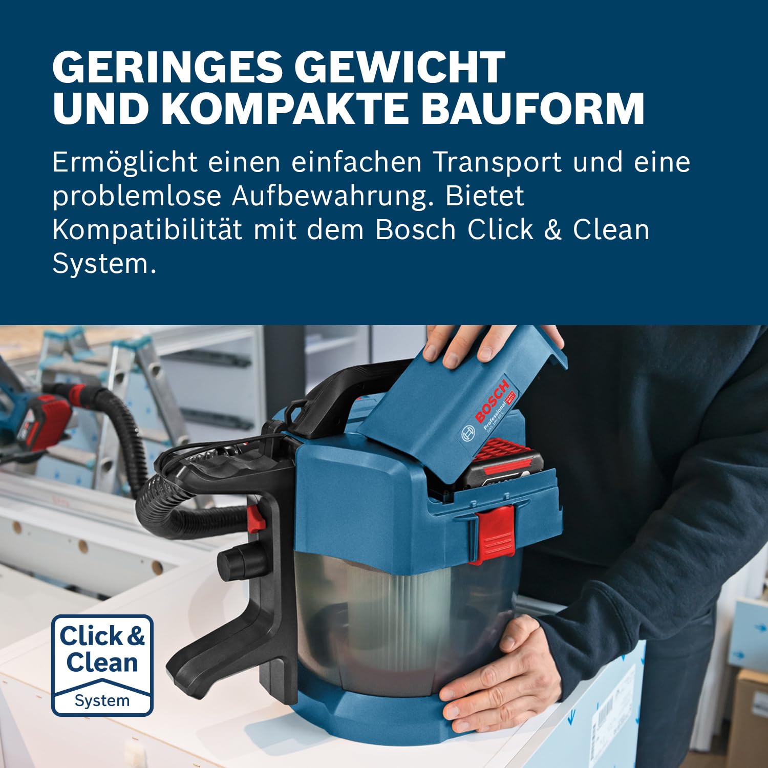 Bosch Professional 18V System Industriestaubsauger GAS 18V-10 L (inkl. 1,6 m Schlauch, 3 Verlängerungsrohre, ohne Akku/Ladegerät)