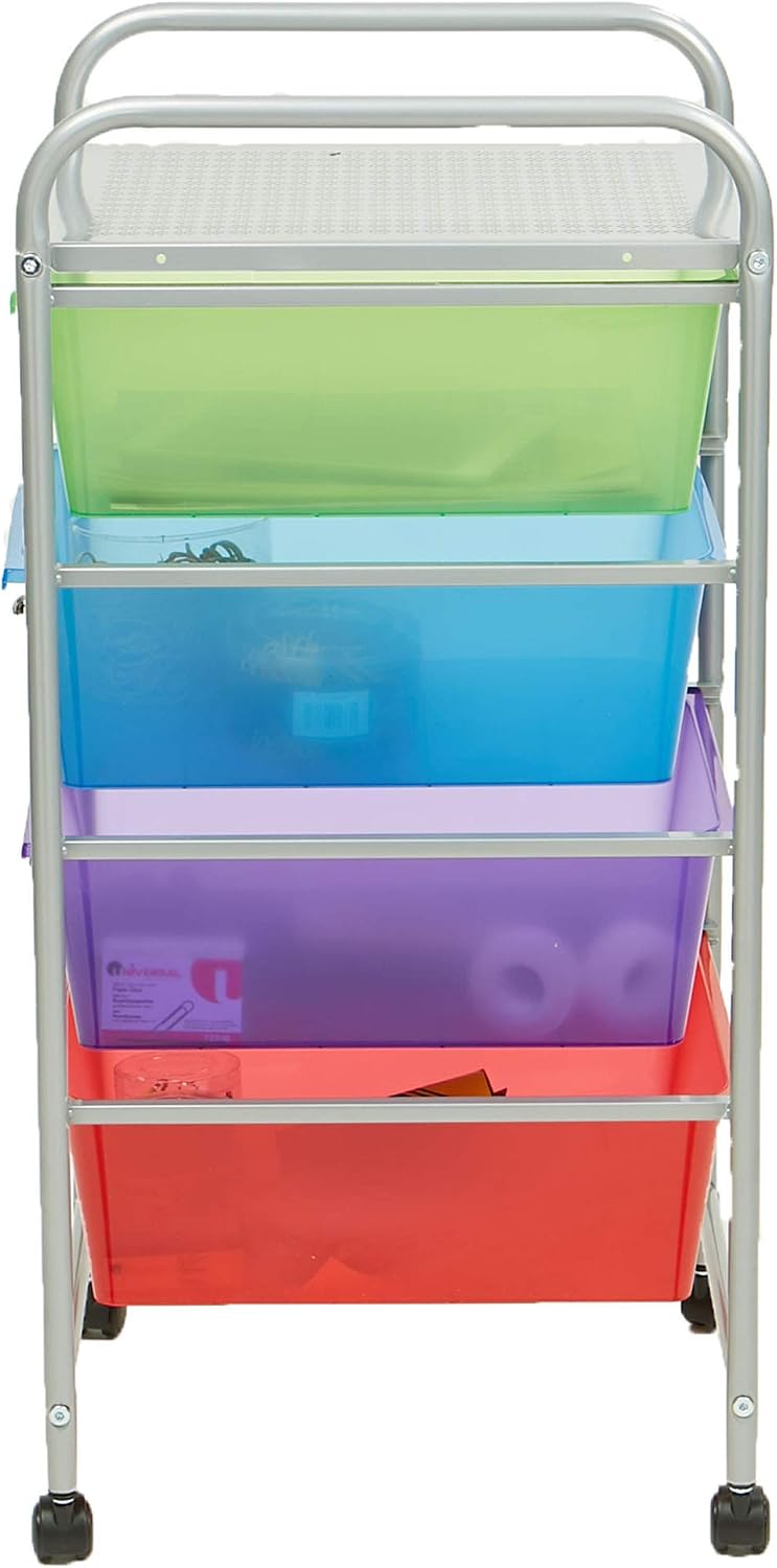 Mind Reader Rolling Storage Cart and Organizer with 4 Plastic Drawers