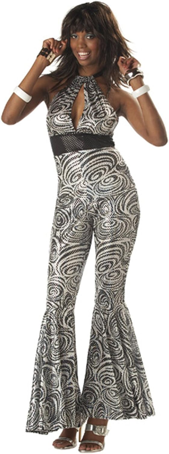 California Costumes Women's Disco Fever Costume, Black/Silver, Large