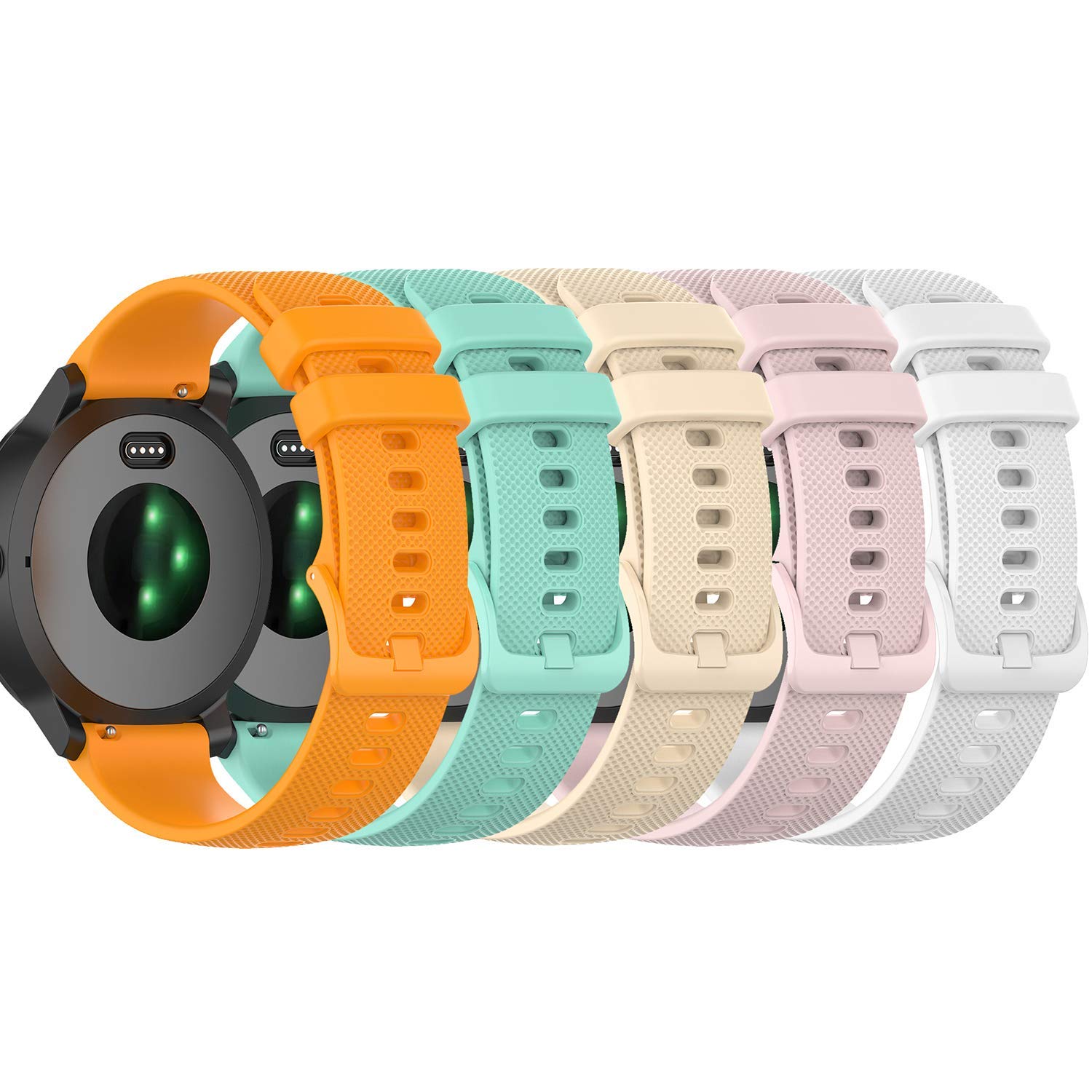 ECSEM Replacement Straps/Bands Compatible with ID205L/ID205/ID205U/ID205S/ID215G/ID216 Smart Watch Soft Silicone Waterproof Adjustable Band for Willful Yamay Blackview Letcom Letfit(5ColorA)