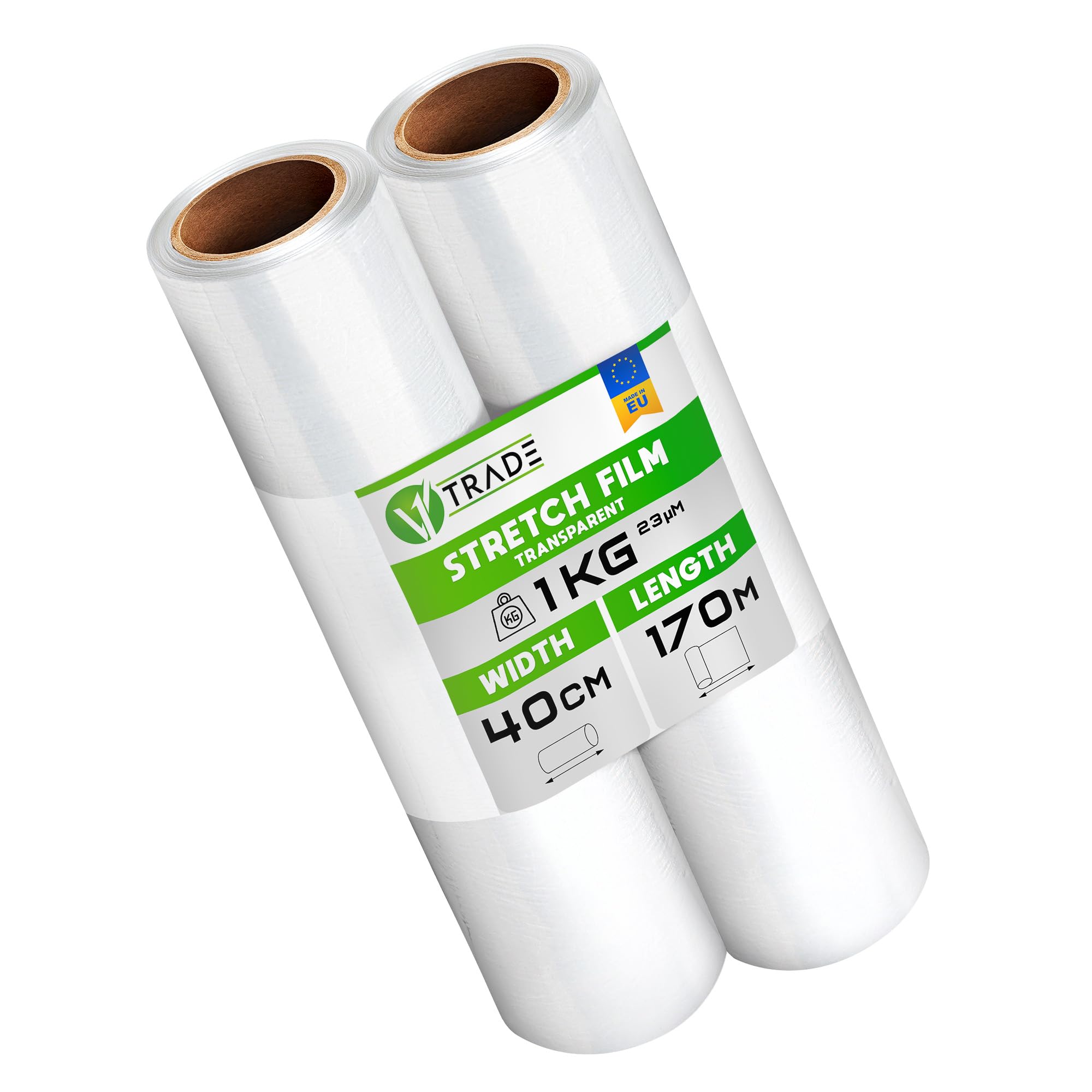 V1 Trade 2x Stretch Film Transparent, Film for Furniture, Hand Moving Film 170 m x 40 cm