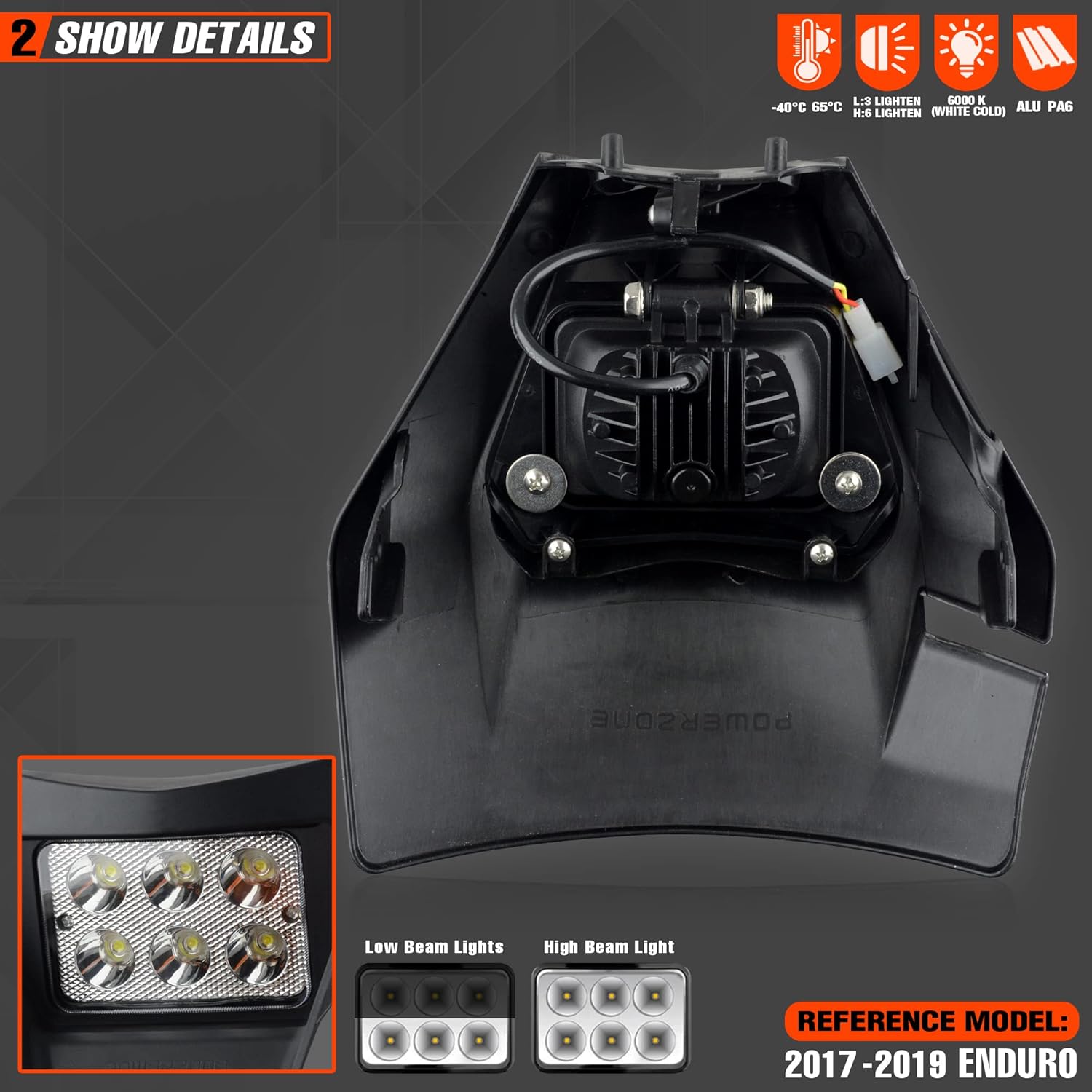 Dirt Bike Led Headlight, Motorcycle Enduro Headlight Kit for EXC EXCF SX SXF XC XCF XCW XCFW (Black)