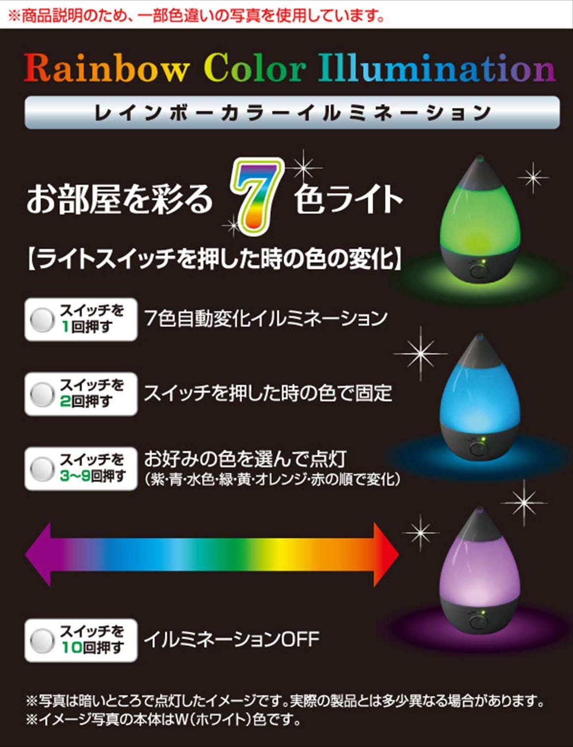 Amazon.co.jp: 山善 7色イルミネーションライト付き 超音波式加湿器