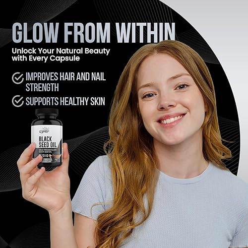 Miniatura 7 de Aceite de semilla negra de 1000 mg  Cápsulas blandas de Nigella Sativa prensadas en frío para la salud inmunológica, del corazón, de las