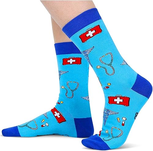 Miniatura 3 de Zmart Unisex Funny Socks Breast Cancer Doctor Nurse Socks, Funny Gifts For Cancer Patients Medical Student Graduation