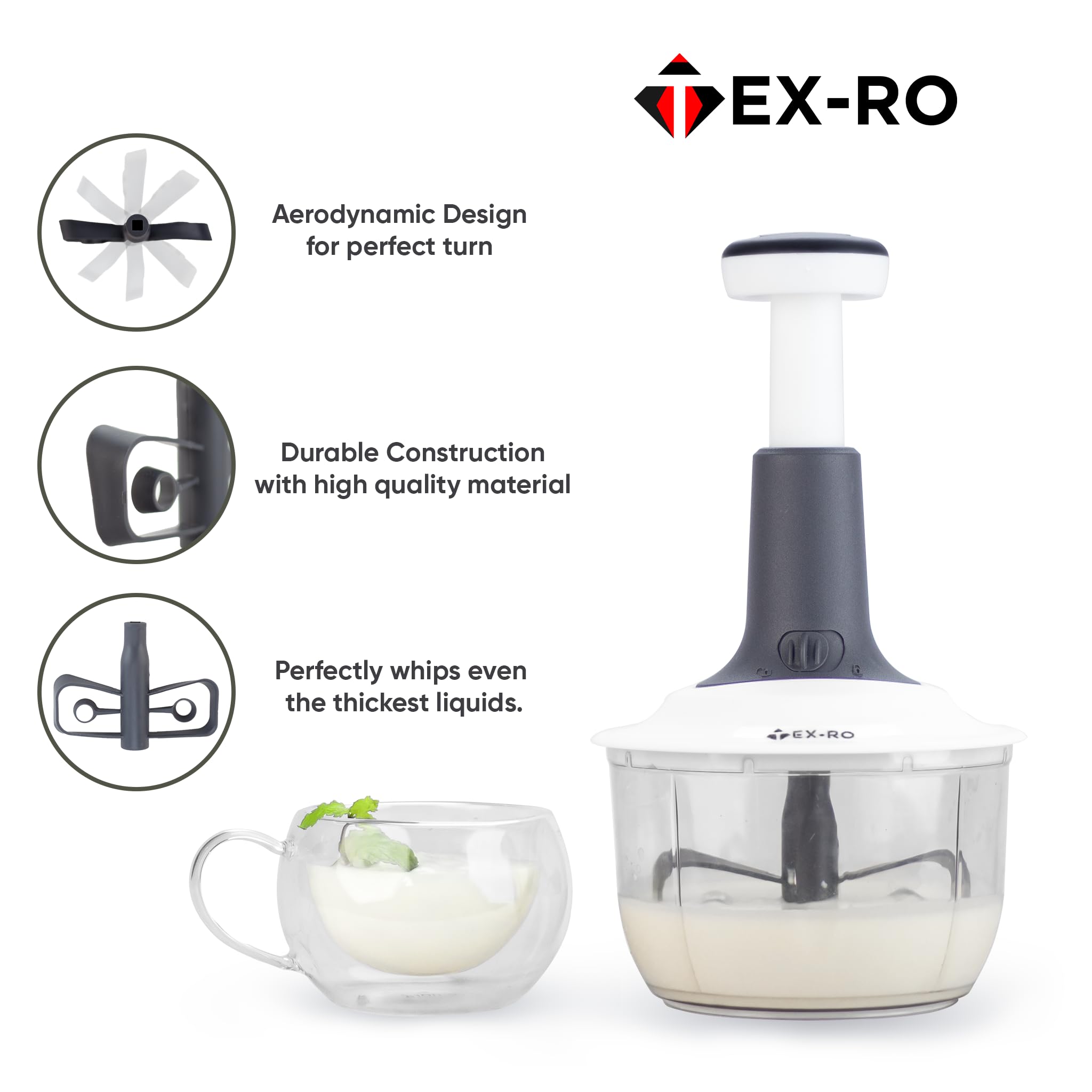 TEX-RO Push Chopper for Kitchen Use | Vegetable Cutter & Onion Chopper | Vegetable Chopper for Kitchen (1600 Ml, Plastic) 2