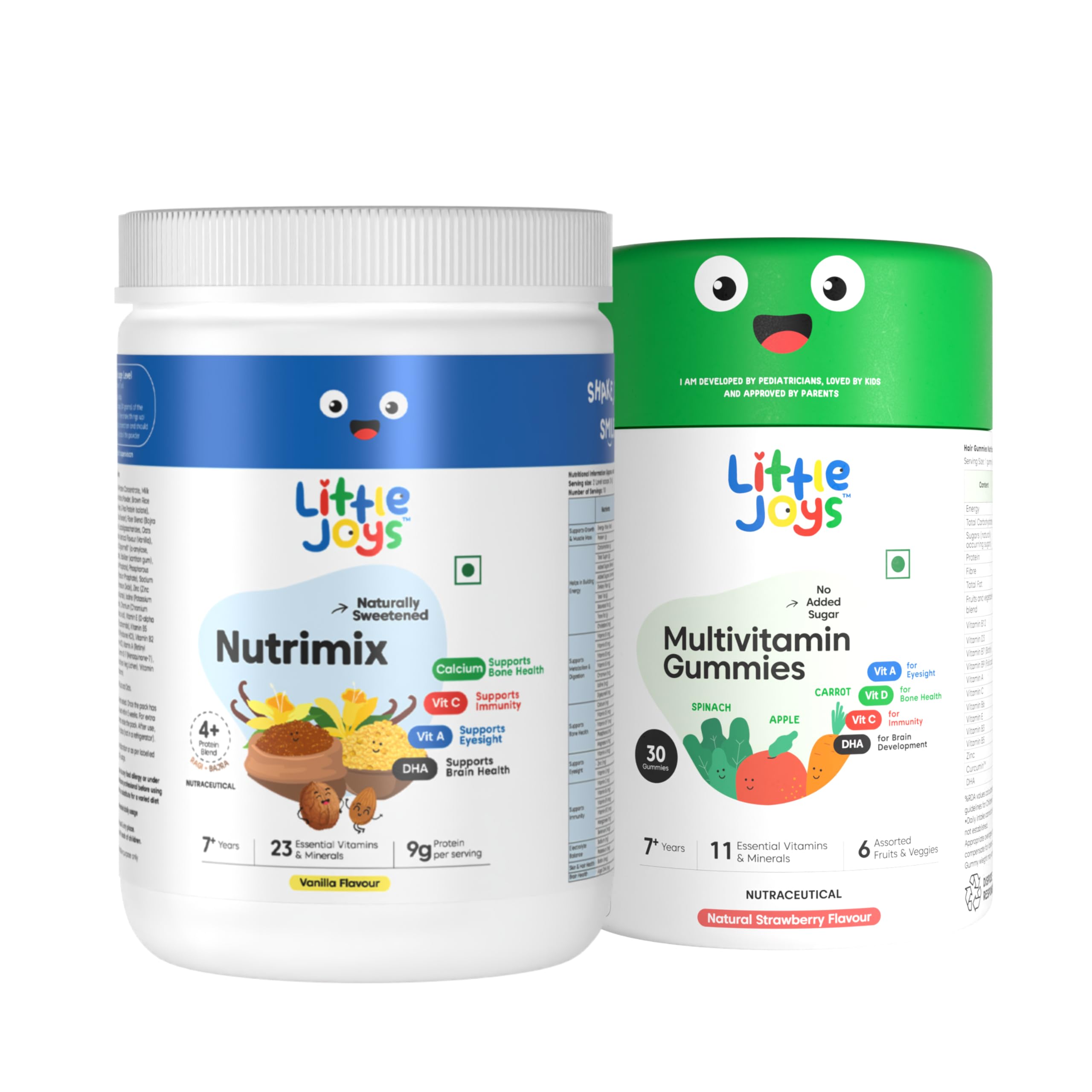 Little Joys Immunity Boosting Kit | 7-12 Years | Vanilla Nutrimix 350g & Multivitamin Gummies 30N| For Overall Health & Development |With Ragi, Bajra, Vitamin A, C, D3, B12, Zinc & DHA| No Preservatives