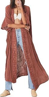 Bsubseach Women’s Chiffon/Rayon Beach Blouse, Kimono, Cardigan, Long Bikini Cover-U…
