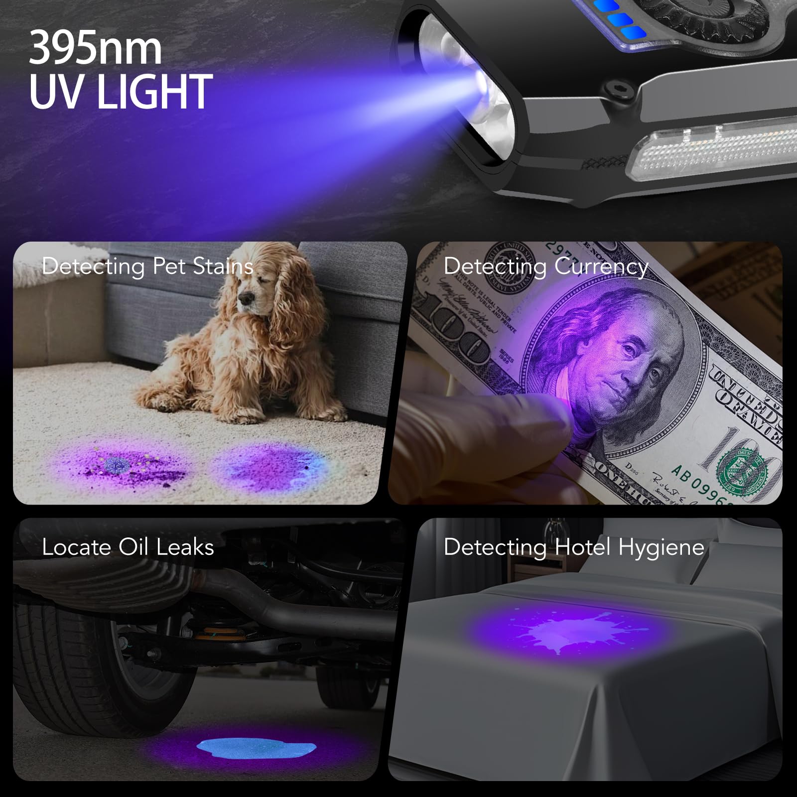 Linterna plana EDC recargable, linterna de bolsillo con luz blanca y cálida, luz RGB, UV, haz rojo, linterna recargable pequeña USB-C con clip e magnético para camping, caminata nocturna, emergencia