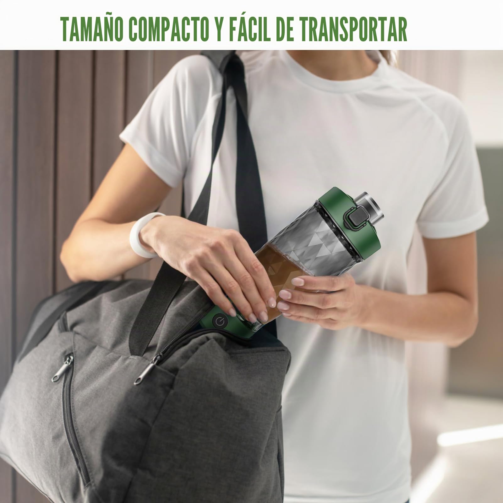 SOARFLY Mezclador de proteinas electrico 650ml shaker proteinas con compartimento para polvo, shaker bottle recargable con USB C para polvo y batido de leche, sin BPA, verde oliva