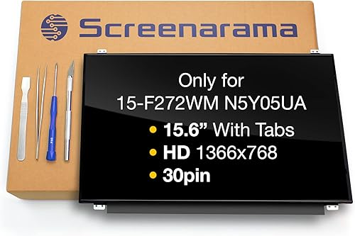 SCREENARAMA Nueva pantalla de repuesto para HP 15-F272WM N5Y05UA, HD 1366x768, brillante, pantalla LCD LED con herramientas