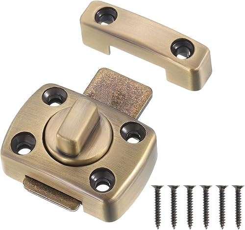 Miniatura 10 de uxcell Rotate Bolt Latch, Zinc Alloy Security Door Lock Gate Latches for Cabinet Furniture Bathroom Window, 2.6x2" Bronze 2Pcs