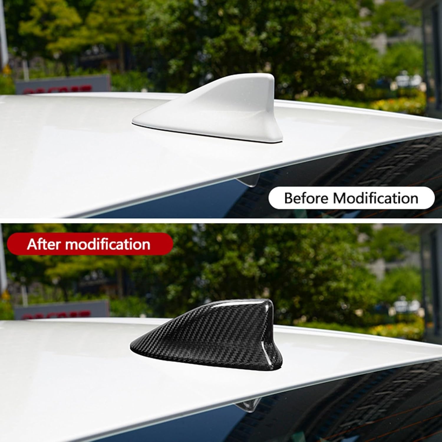 Real Carbon Fiber Car Shark Fin Antenna Cover Top Roof Aerials Trim Compatible with Toyota Camry 2022-2023 (Black)
