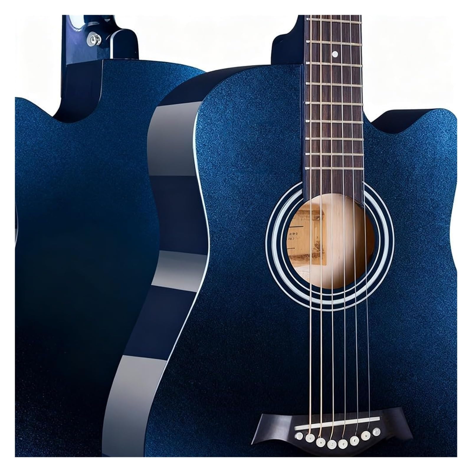 Set di chitarra acustica da 104 cm, per principianti e adulti, tutorial elementare di chitarra folk a grandezza naturale, kit base con custodia da concerto (blu)