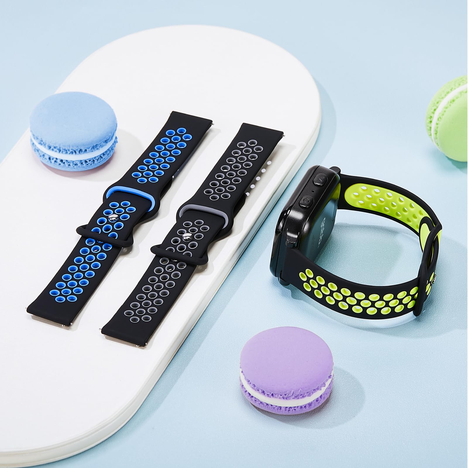 Lot de 3 bracelets de montre Gizmo étanches en silicone pour enfants compatibles avec Gizmo Watch 3 2 1/Gabb Watch 3 2 1/SyncUP/Cosmo JrTrack, bracelets de sport respirants et souples avec trous