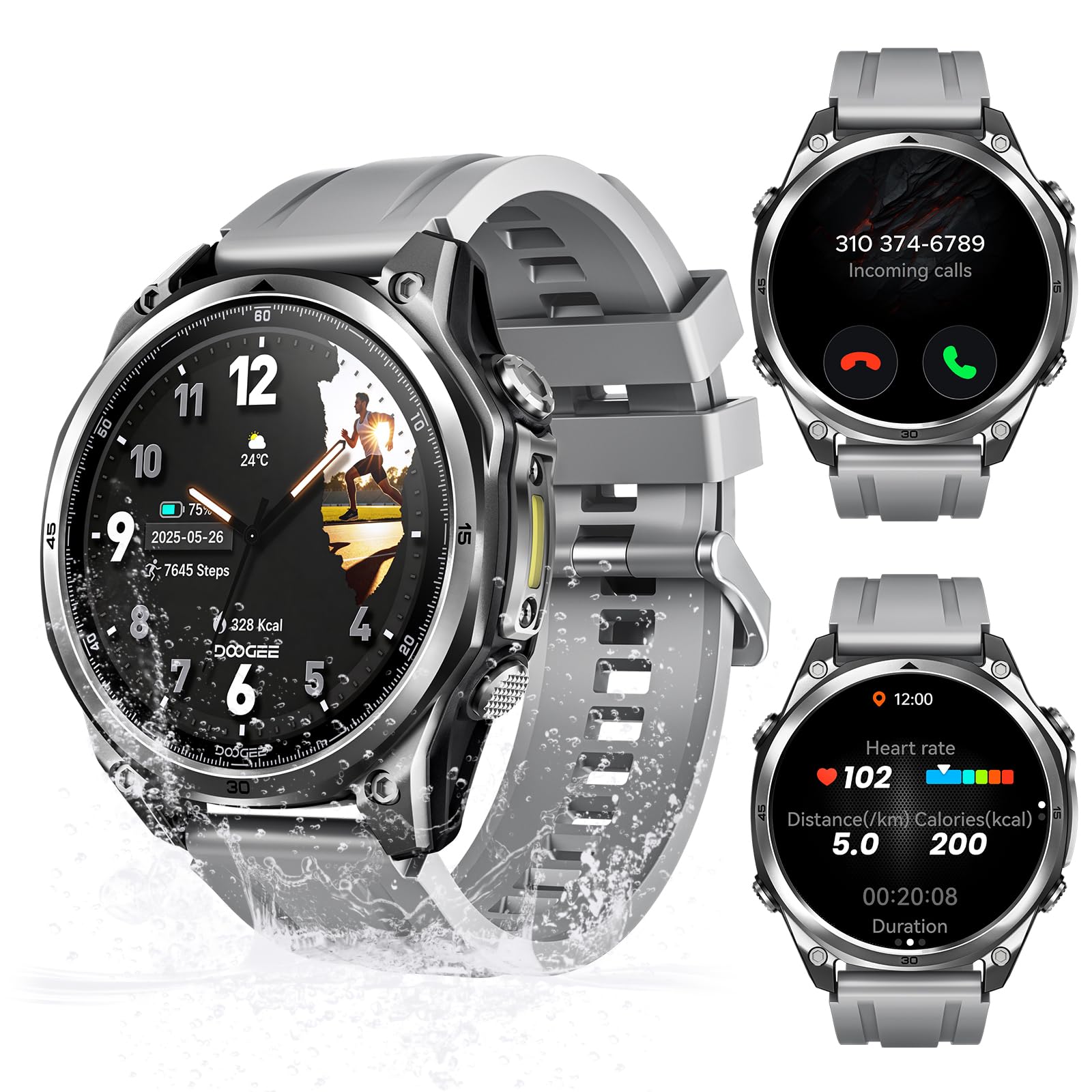 Anywise W1 Lite Montre Connectée Homme,1.43''AMOLED Smartwatch avec Appel Bluetooth, 5ATM Fitness Tracker,170+ Modes Sport,12 Jours Autonomie/Heart Rate/SpO2/Sleep Monitor