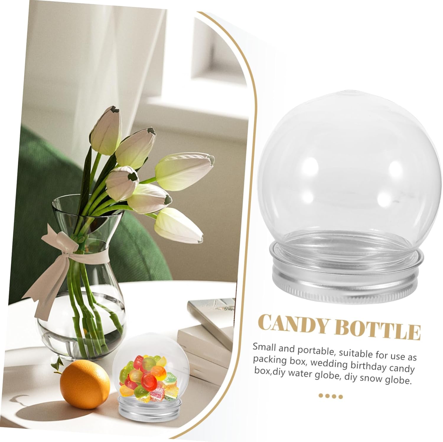 LIFKOME Candy Containers 12Pcs Aluminum cap pet plastic for bride Candy Box