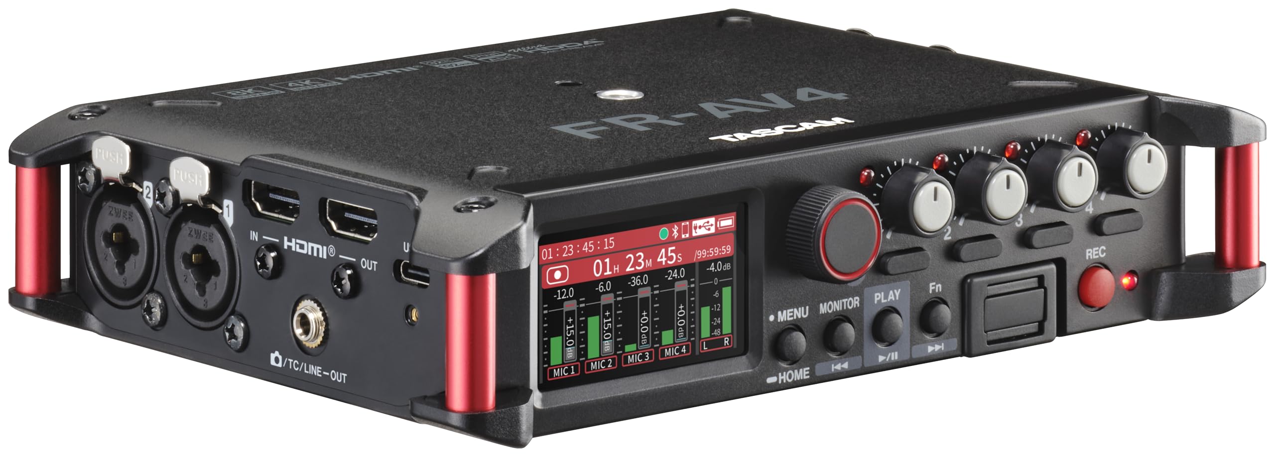 TASCAM FR-​AV4 - Registratore professionale a 4 corsie con float a 32 bit, codice di tempo e sincronizzazione HDMI, a cascata