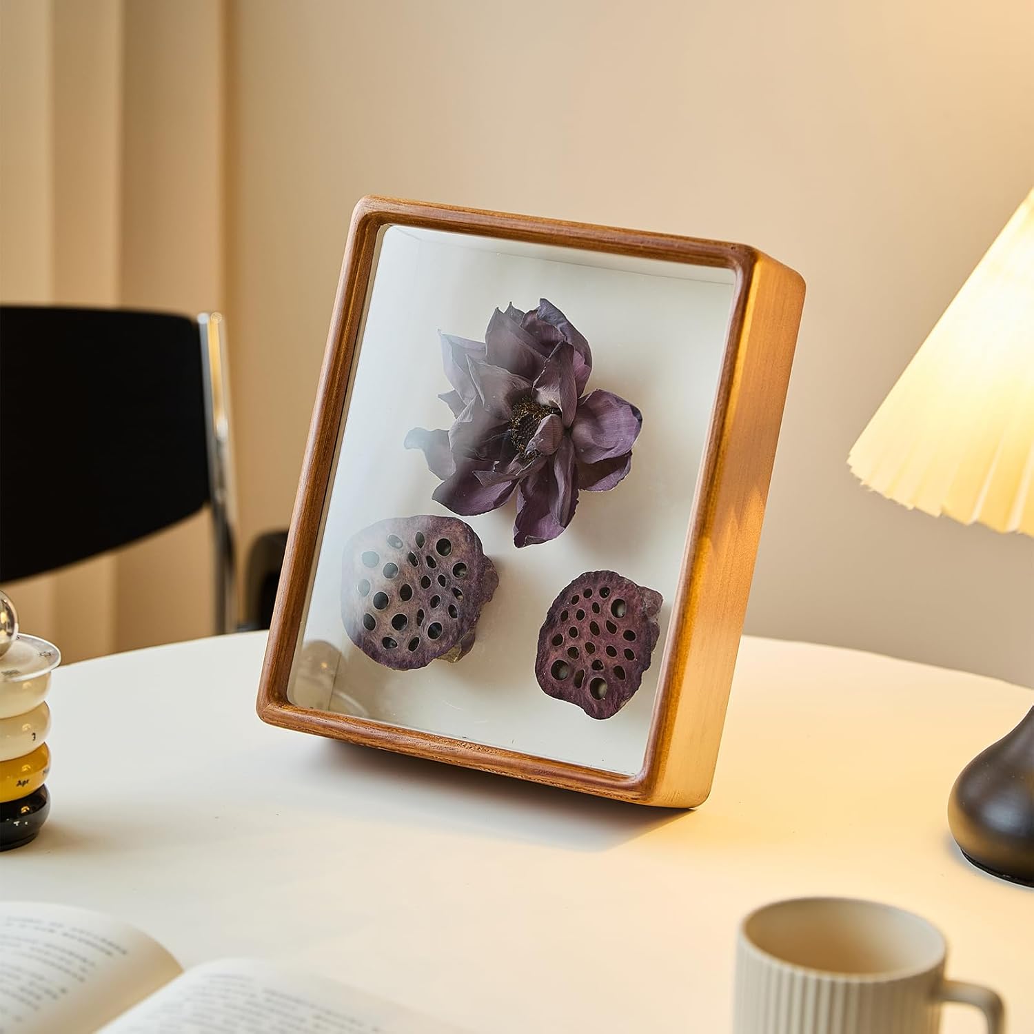 Shadow Box with Solid Wooden Display Case 2in Deep for Flower, Keepsake Frame Shadow Boxes, Baby Shadow Box Frame for Newborns, Shadow Box for Wedding Bouquet, Memorial Shadow Box (Brown, 8" 10")