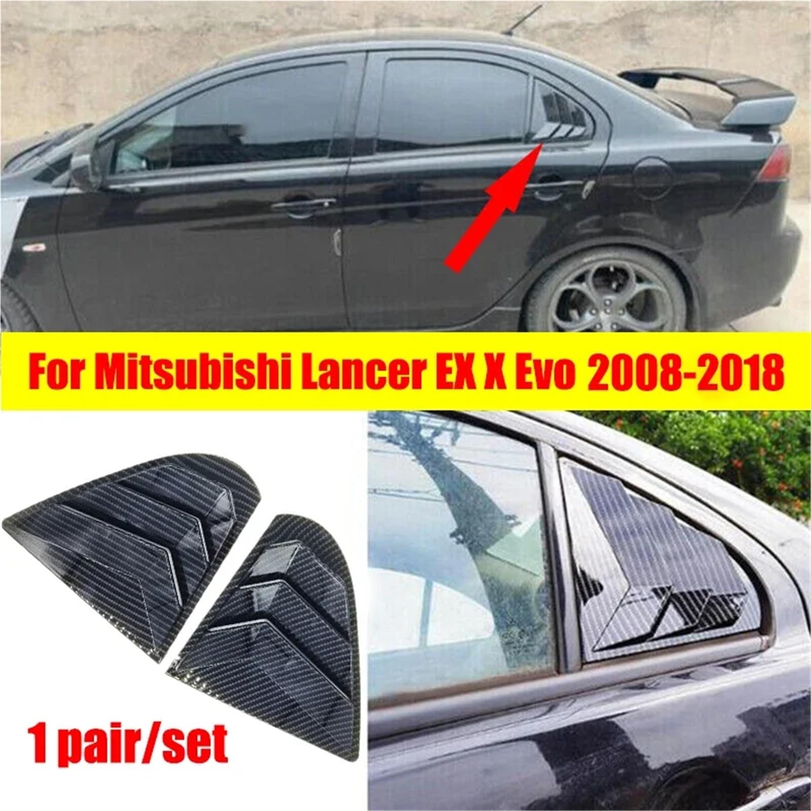 Zaluzje do okien bocznych Pasuje do Mitsubishi Lancer EX X EVO 2008-2018, tylna szyba, boczna kratka wentylacyjna, osłona żaluzji, części samochodowe Osłonę bocznej żaluzji samochodu(Gloss Black)