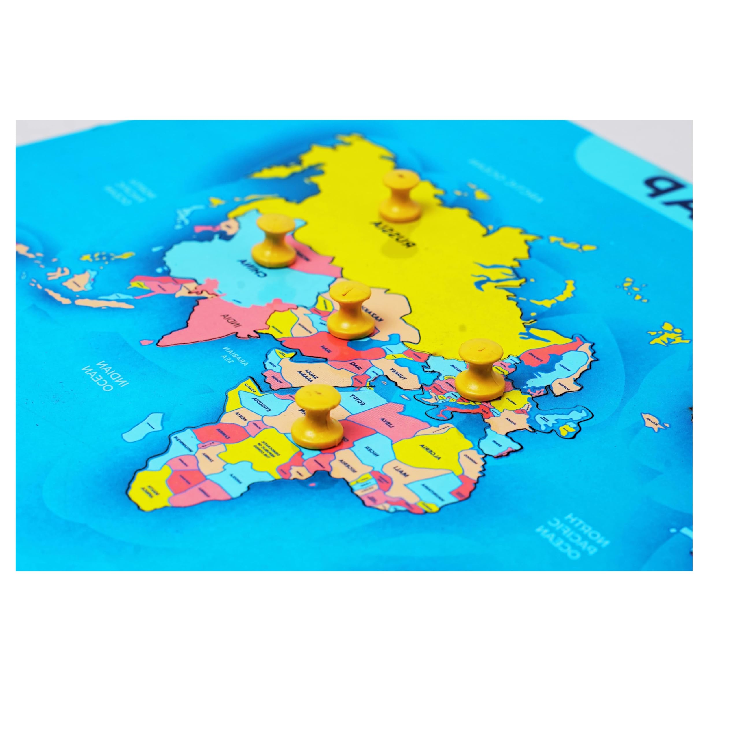 Metclap World Map Wooden Puzzle Tray β Educational Geography Toy for Kids | Learn Continents & Countries | Montessori Learning Tool | Eco-Friendly & Durable | Ideal for Ages 3+ 3