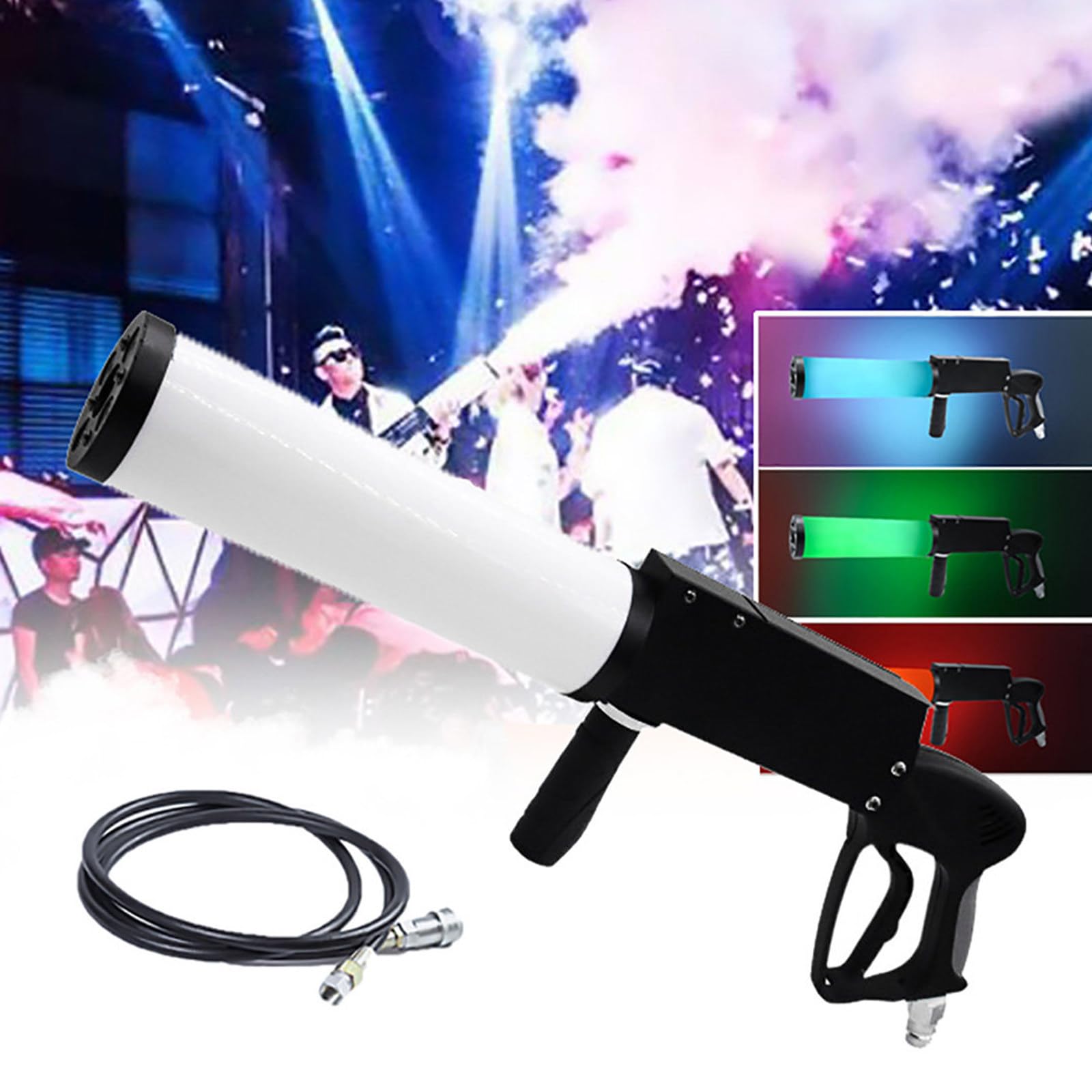 Pistolet CO2 Kolumna Powietrza, Ręczny CO2 Działo Dymne, LED CO2 DJ Pistolet, Maszyna CO2 Jet Zasięg 8-10M do Klub Nocny Wesele Impreza Koncert Pokaz Event Animacja Scena