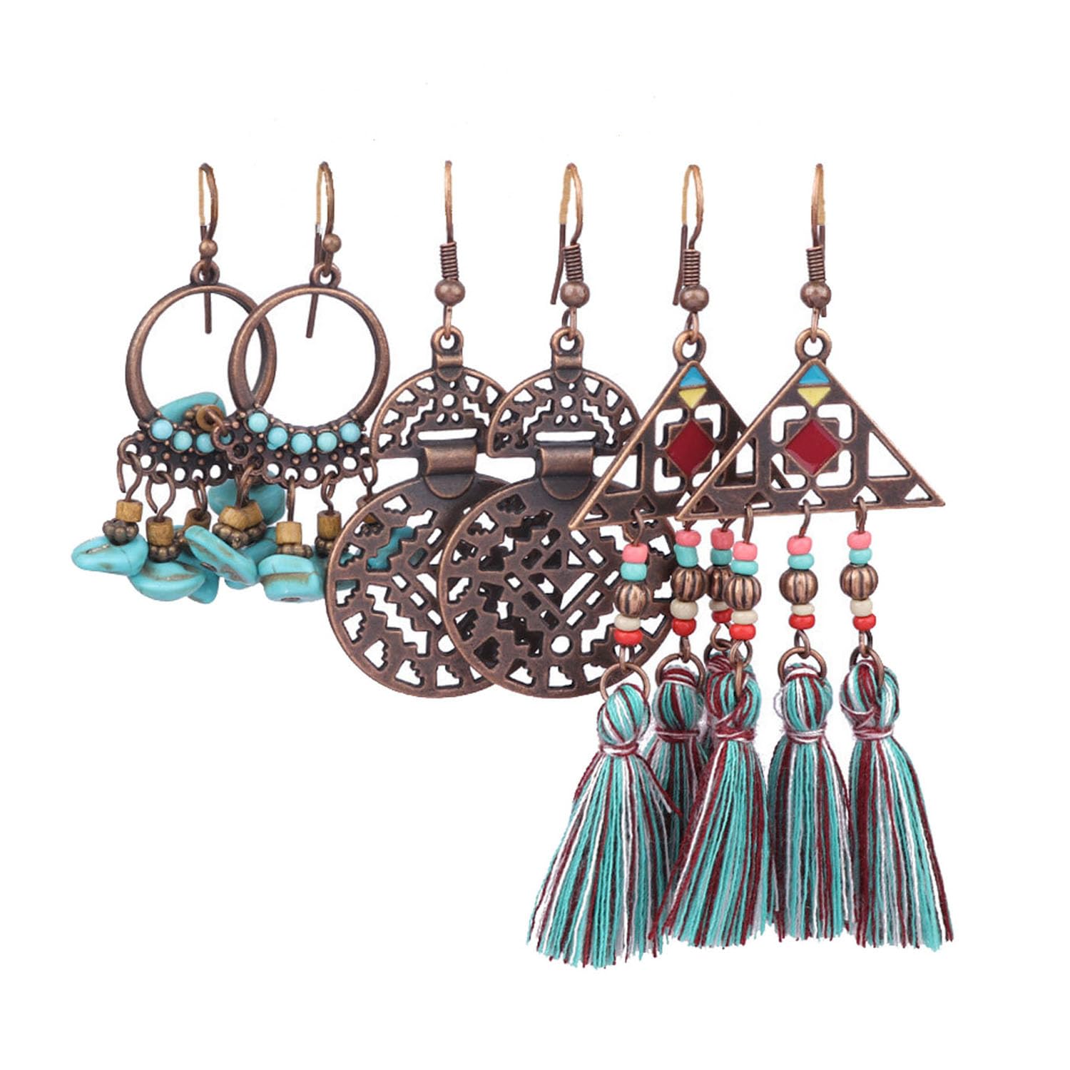 Young & ForeverGift 3 Pairs a Set Stainless Steel Hoop Earrings for Women Big Hoop Dangle Earring for Women Square Triangle Round Earring Thin Geometric Hoop Earrings Set