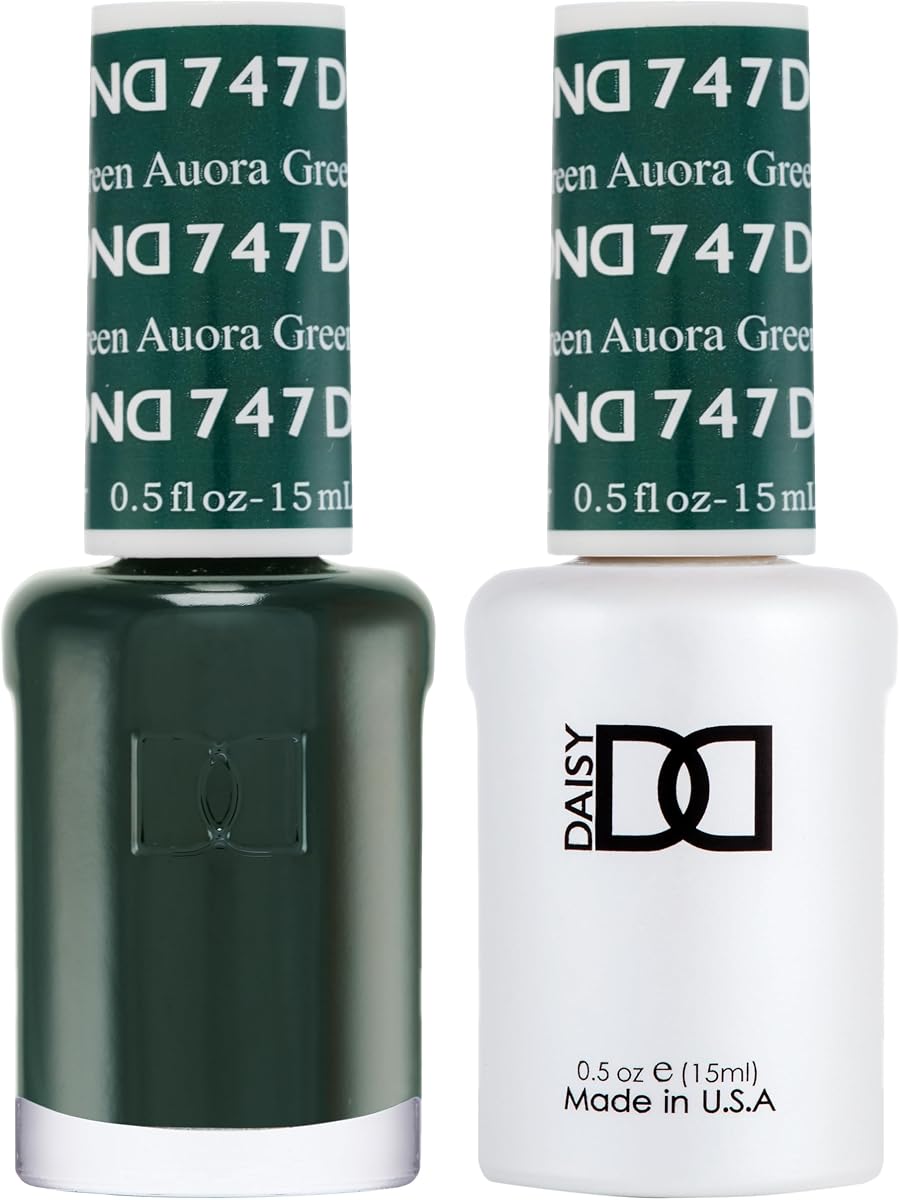 DND Gel Polish Set - 1 each of Gel Polish and Nail Polish, 747 Auora Green, 0.5 Fl Oz