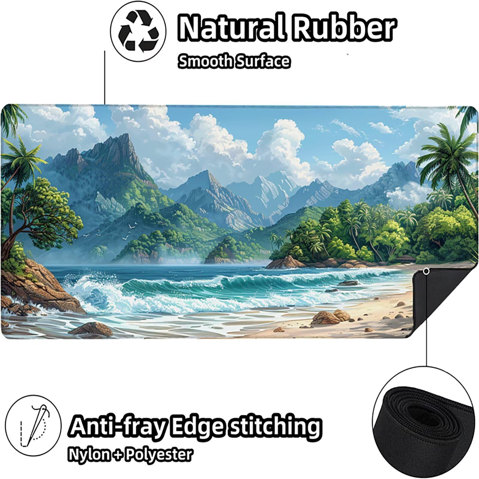 Playa Alfombrilla Ratón Gaming XXL 1500x800x3mm, Alfombrilla Gaming Azul Mousepad con Base de Goma Antideslizante, Impermeable Desk Mat para Teclado y Raton, Accesorios Gaming, Regalos de Hombre L-K