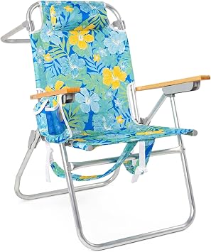 Backpack Beach Chair for Adults Capacity 300 LBS high 5 Position | with Pouch Straps Folding Lightweight Reclining Aluminum Wide Lay Flat Single