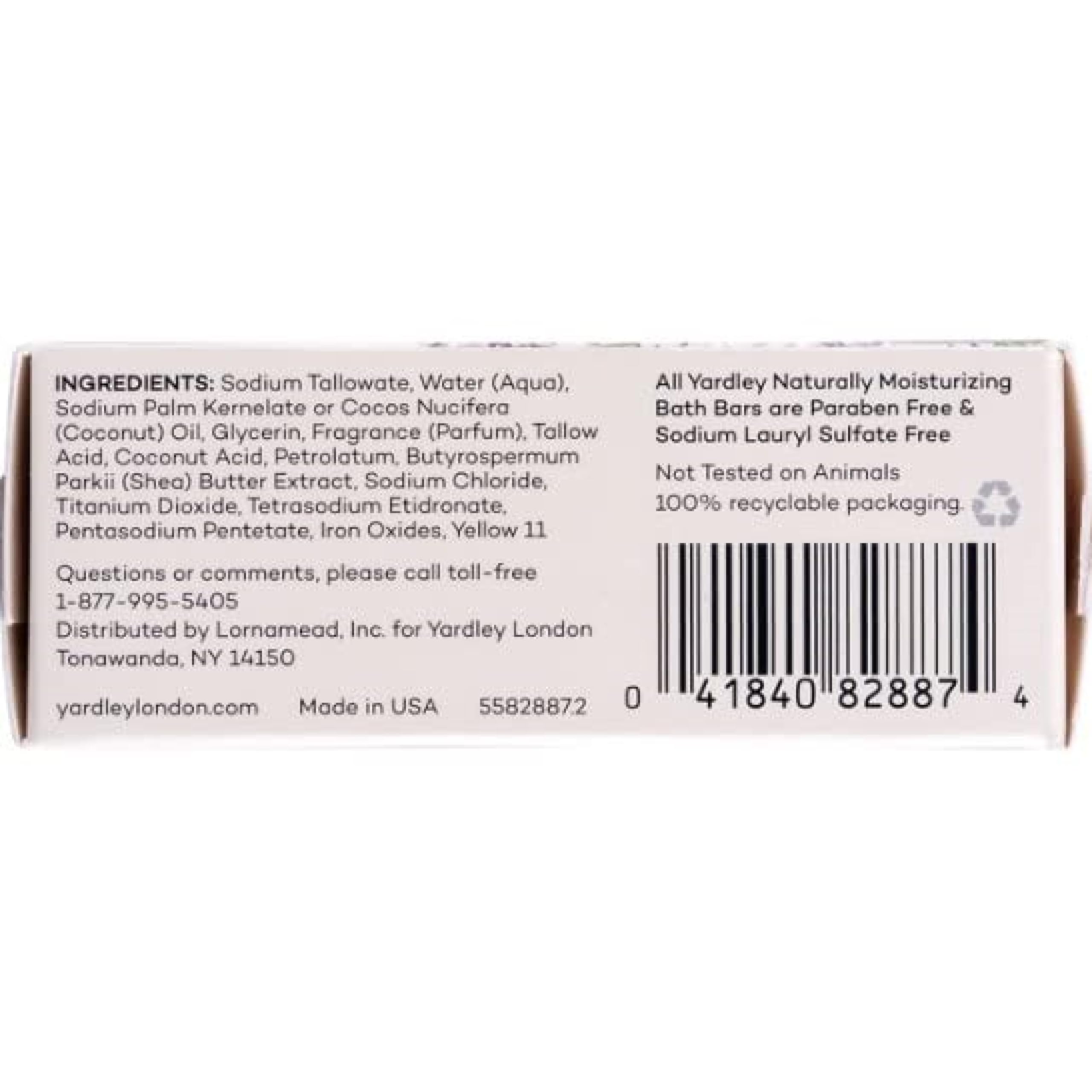 Yardley London Zitronenverbene Seife mit Sheabutter und reinem Zitrusöl, feuchtigkeitsspendend, 120 g (1 Stück)