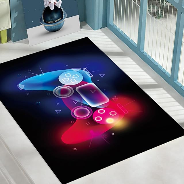 weemoment Gamer Carpets for Bedrooms Teenager Boy Girl Kids Anime Gamer Pattern Bed Rugs Bedroom Living Room Decorations Floor Indoor Area Rugs Washable Non-Slip Rugs Pads