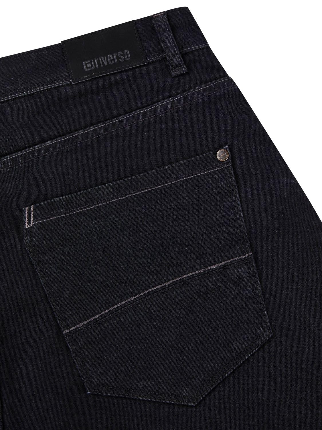 riverso Jeans Shorts Herren Stretch Kurz Regular Fit RIVUdo | Kurze Hosen Bermuda Shorts Sommer Denim Einfarbig Grau Blau Schwarz 30 31 32 33 34 36 38 40 42 44 46