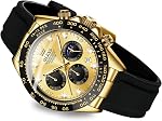 OLEVS Mens Watches Chronograph Waterproof Luminous Silicon Strap Multifunction Watches for Men Quartz Business Calendar Men Wrist Watch