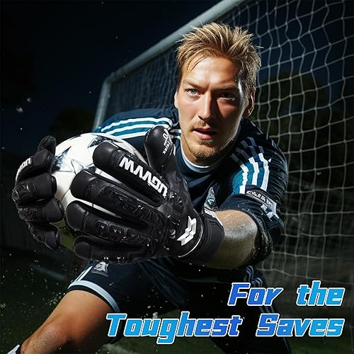 Miniatura 6 de WVVOU Guantes de portero de fútbol para adultos y jóvenes, guantes de portero de alto rendimiento con 5 dedos desmontables, guantes de fútbol