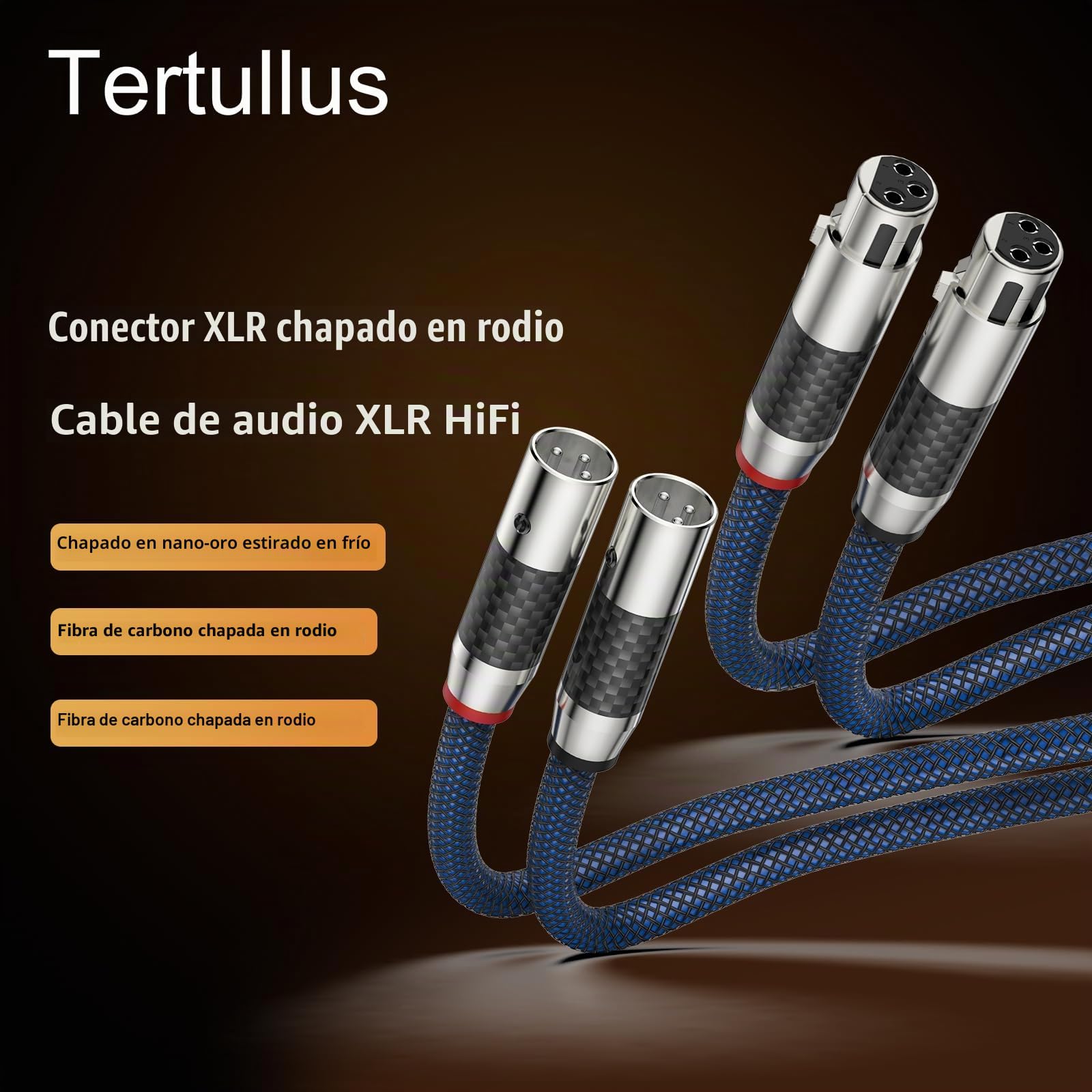 Tertullus High End XLR - Cable de audio (1 m, conector XLR macho a hembra, OFC XLR, estéreo, para CD, amplificador de potencia, altavoces de monitor, audífonos