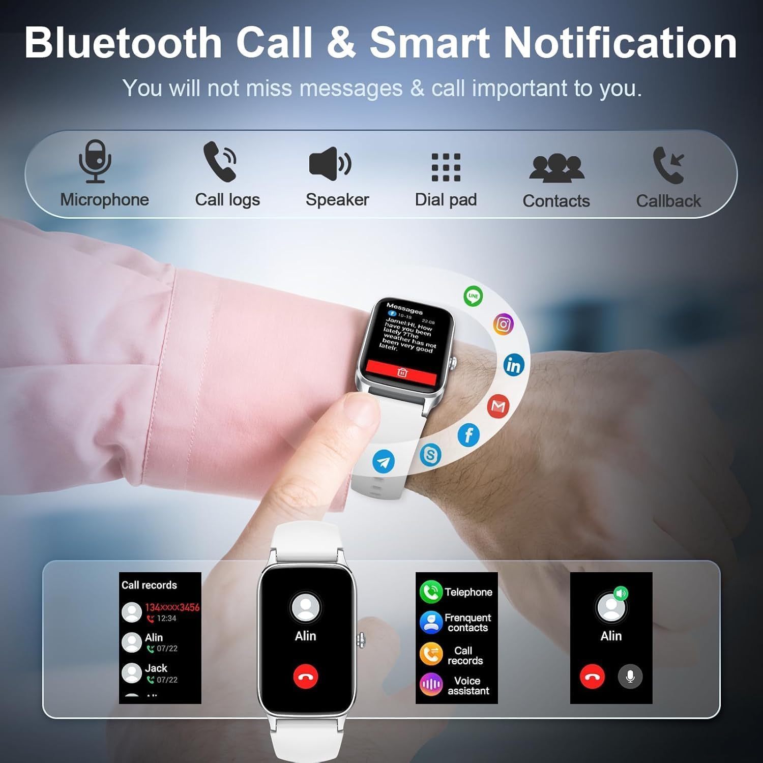 Soudorv Reloj Inteligente con Llamadas, 2025 HD 1.57" Smartwatch Hombre Mujer, 112+Modos Deportivo Smart Watch, Podómetro/Pulsómetro/SpO2/Monitor de Sueño