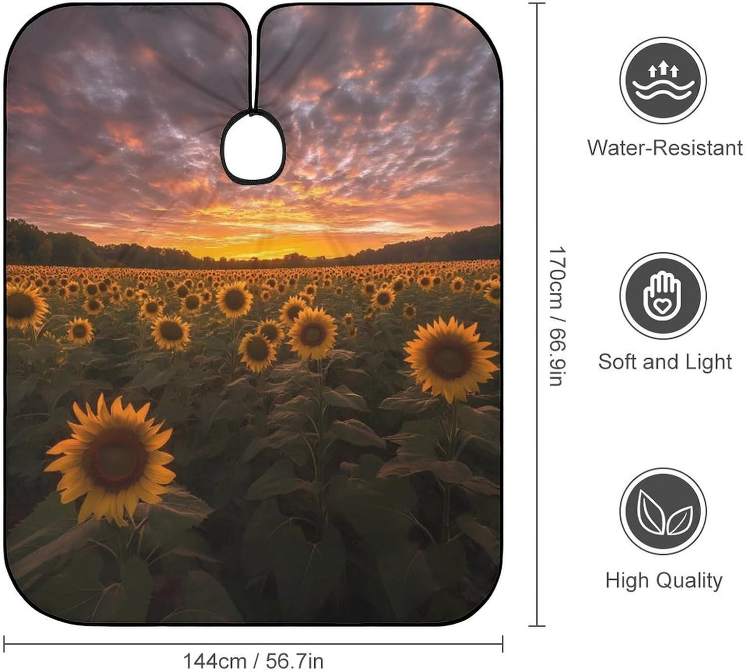 Sunflower Sunrise Field Barber Cape Professional Hair Cutting Apron Hairdresser Cape for Men Women