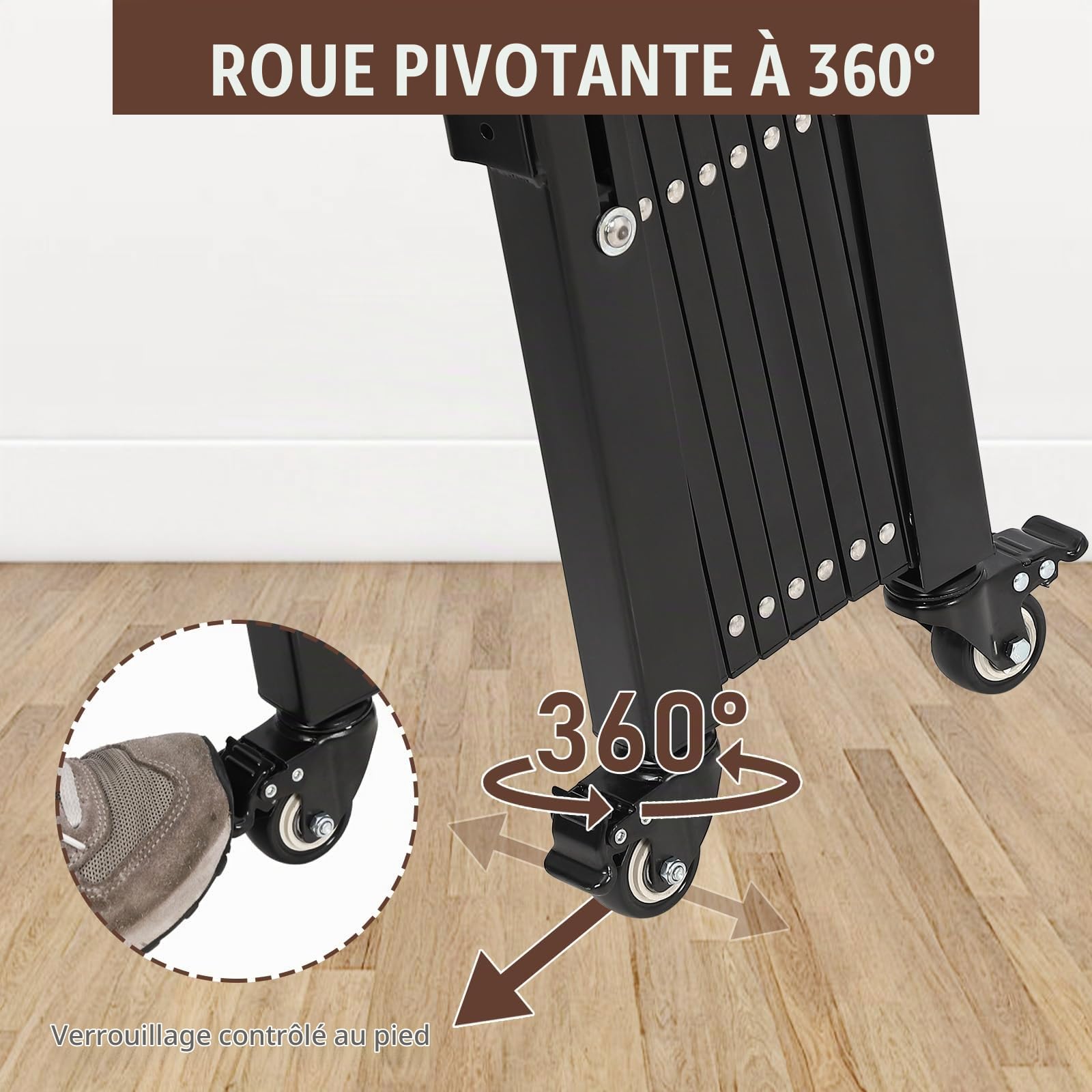 Barrière de chantier - Clôture mobile pour chien - 1,1 m - Extensible - 127 x 109 cm - Avec roulettes - Porte de sécurité en acier - Pour garage, école, jardin - Design accordéon
