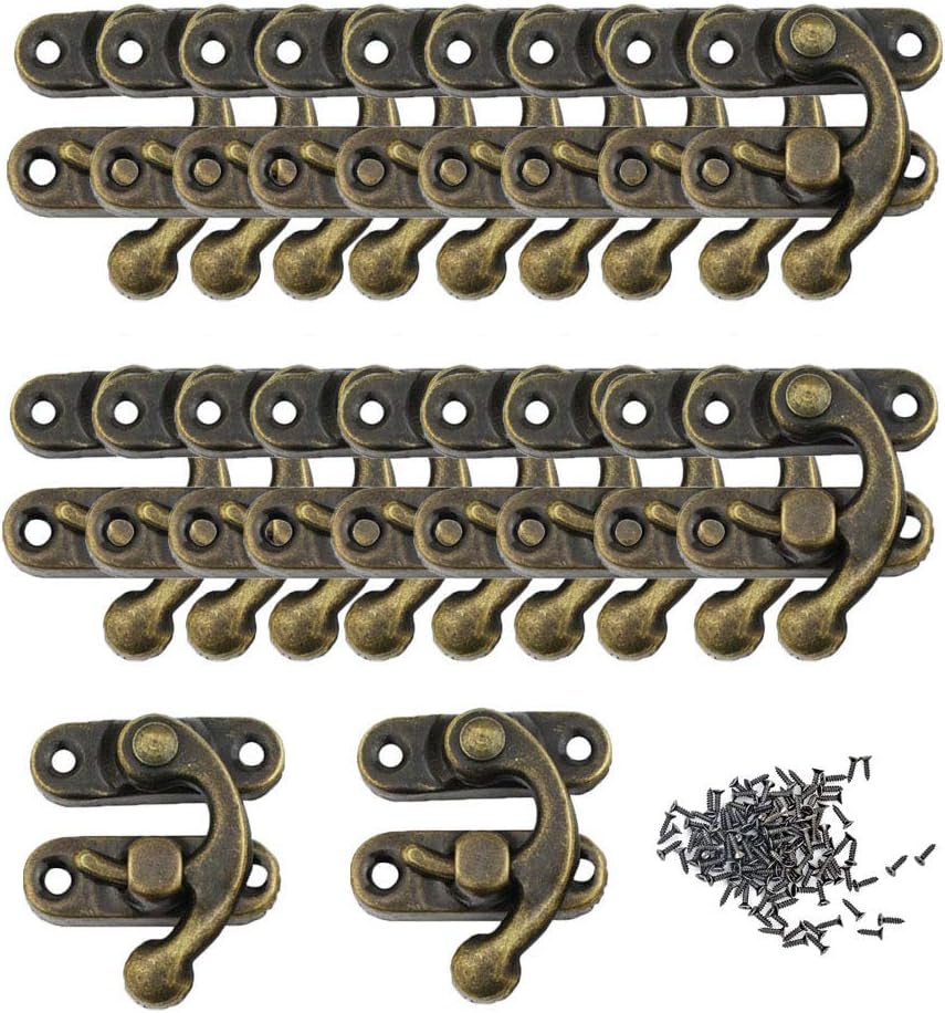 50 Ensembles De Loquets Crochet En Bronze Antique - Pour Bois, Boîtes à Bijoux, Déco DIY - Taille 35x28x8 Mm