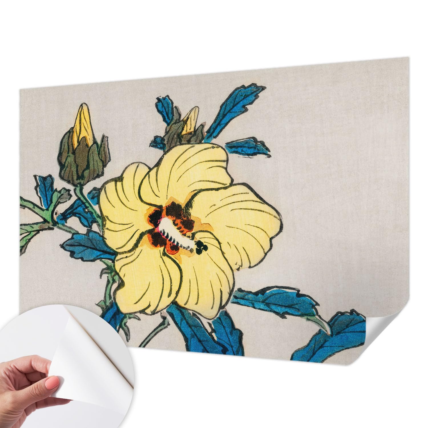 Flor amarilla 152x104 cm en vinilo decorativo para tapar imperfecciones de la pared principal