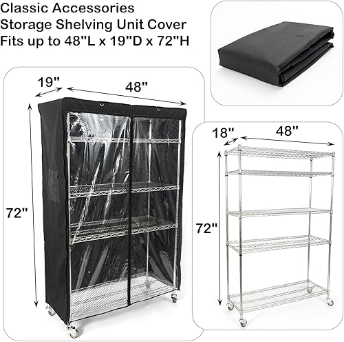 Miniatura 10 de Cubierta para estante de almacenamiento, estante de alambre, protector contra el polvo, se adapta a estantes de 36 pulgadas de ancho x 19 pulgadas