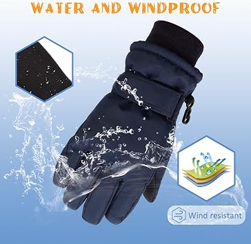 JANGANNSA Winter Kids Ski Gloves Boys Girls Cold Weather Snow Glove Waterproof Ski Snowboard Gloves with Fleece Lining