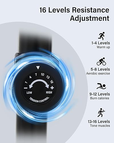 Miniatura 5 de ECHANFIT Bicicleta estática reclinada con conectividad Bluetooth opcional, 16 niveles de resistencia magnética y monitor de frecuencia de pulso para